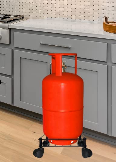 D&V ENGINEERING - Creative in innovation D&V Engineering Metal Heavy Duty Easy Movable LPG Cylinder Trolley, Gas Cylinder Stand with Wheels - Black (Square) - Image 2