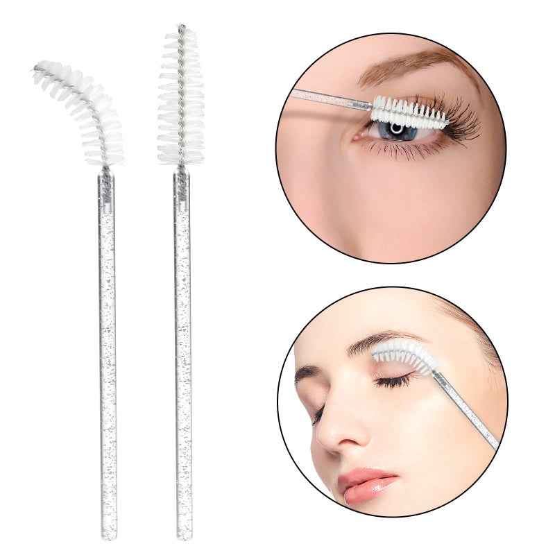 G2PLUS 100PCS Crystal Eyelash Brush, Disposable Mascara Wands, White Lash Spoolies Applicator Makeup Kits for Applying Mascara, Lash Extensions and Eyebrow Brush - Image 3