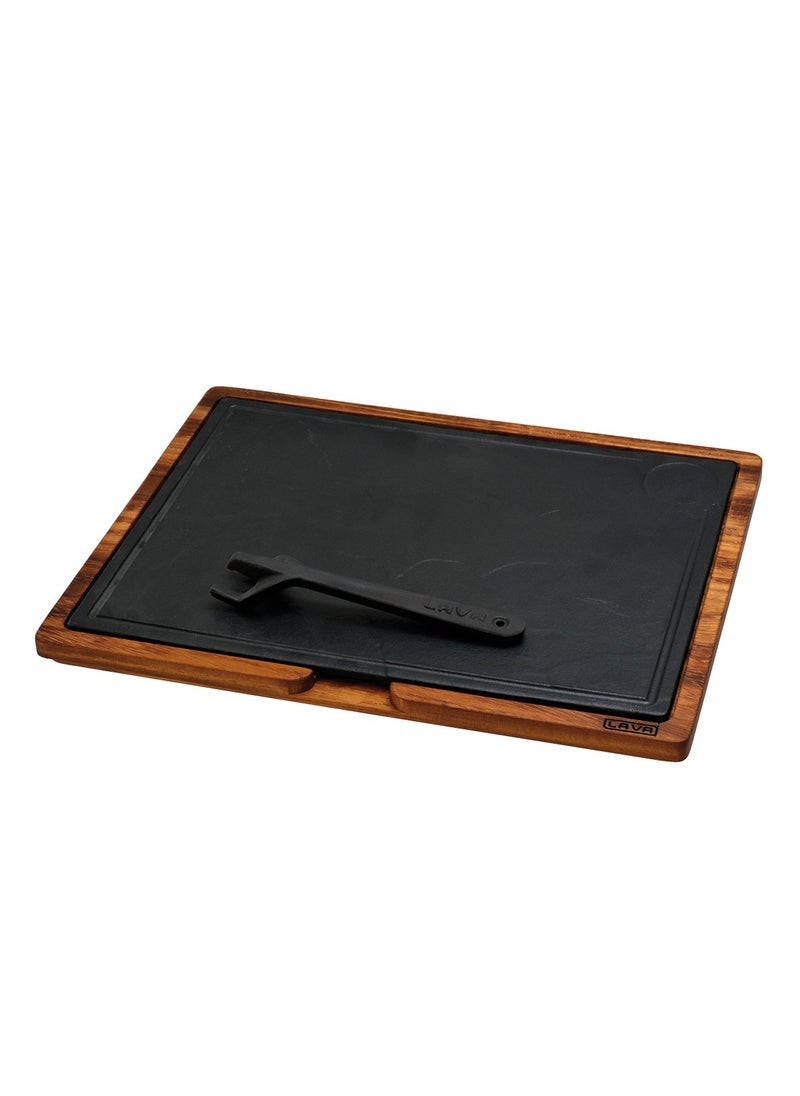 Lava Cast Wood and Cast Iron Hot Plate Serving Board 30 x 40 cm  - Image 1