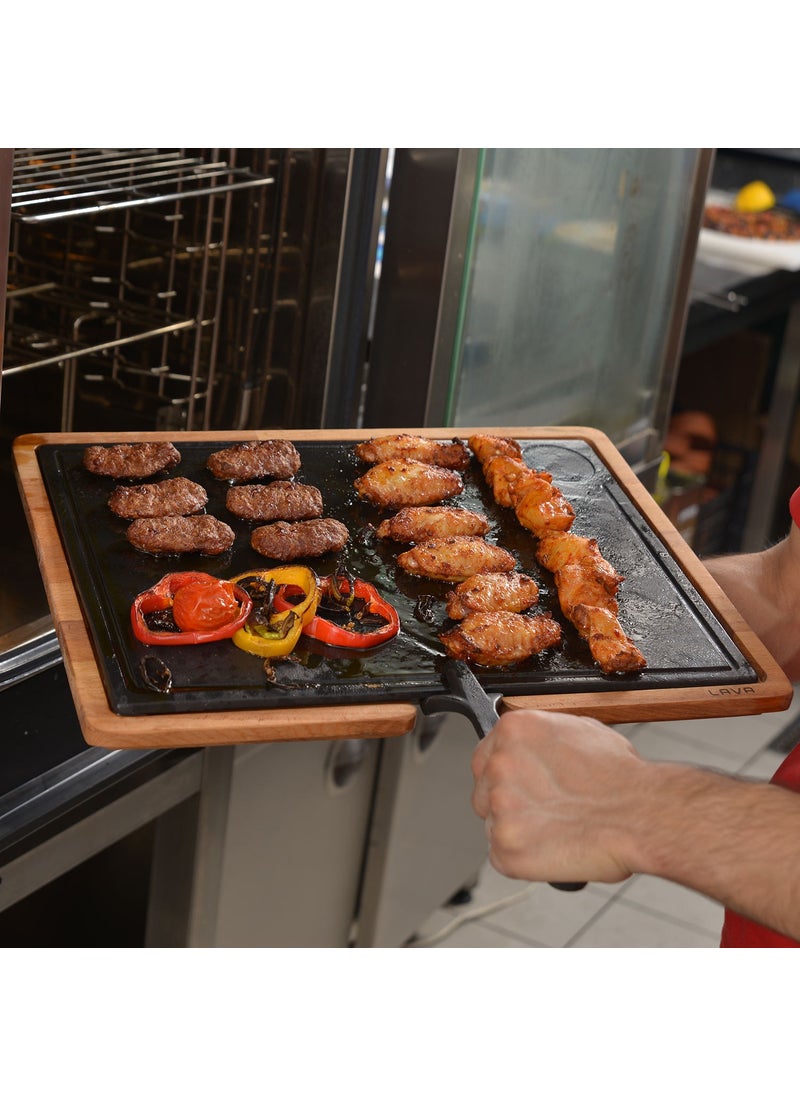 Lava Cast Wood and Cast Iron Hot Plate Serving Board 30 x 40 cm  - Image 2