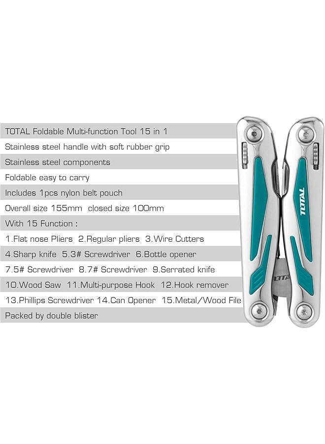 TOTAL Foldable Multi Function Tool Tfmft01151 - Image 3