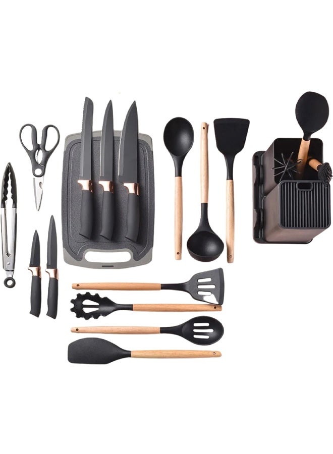 19 Piece Kitchenware Cooking Utensil Set with Organizer Stand - Image 4