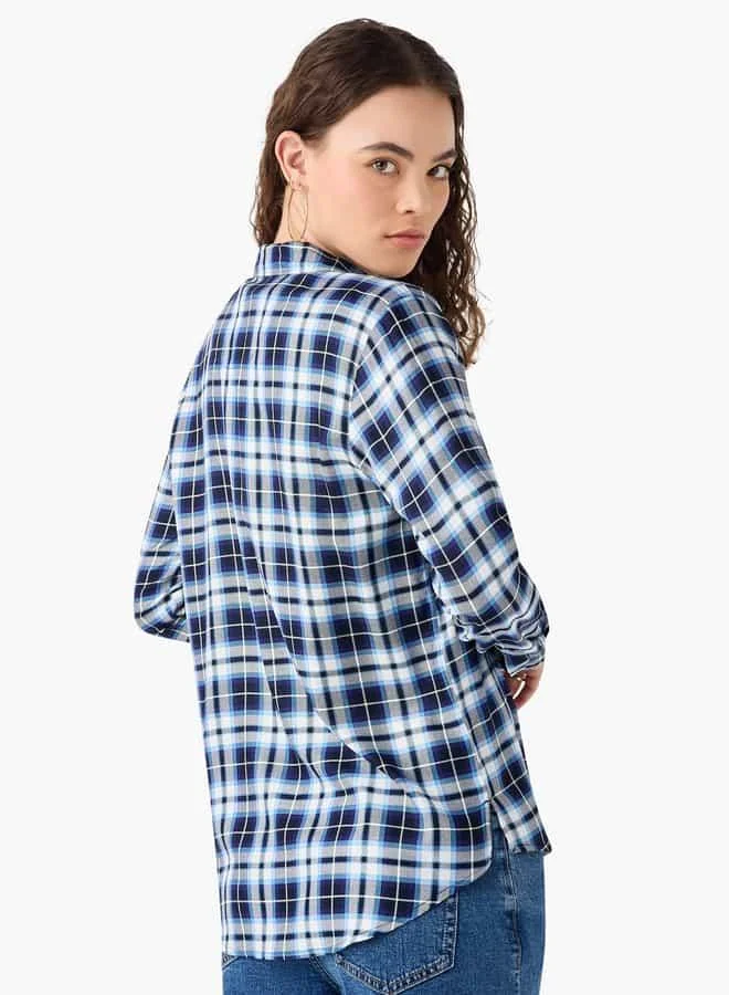 Lee Cooper Lee Cooper Regular Fit Checked Collared Shirt with Long Sleeves