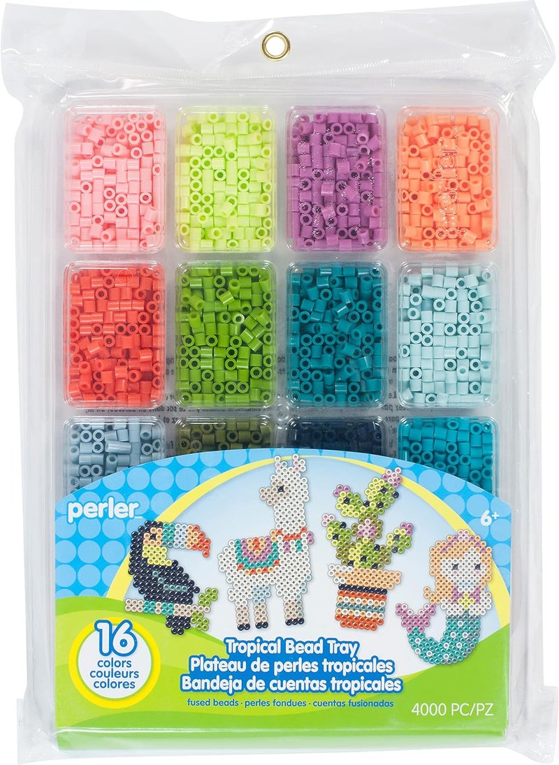 Perler Tropical Colors Fuse Bead Tray for Crafts, 4000pcs - Image 1