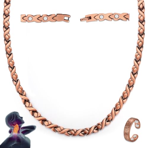 Vicmag Copper Magnetic Necklace for Women Men - Ultra Strength Magnets-99.9% Solid Pure Copper Ring Necklace for Neck Gift - Image 1
