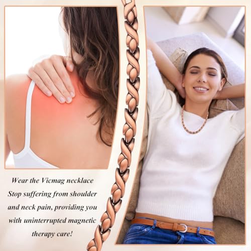Vicmag Copper Magnetic Necklace for Women Men - Ultra Strength Magnets-99.9% Solid Pure Copper Ring Necklace for Neck Gift - Image 2