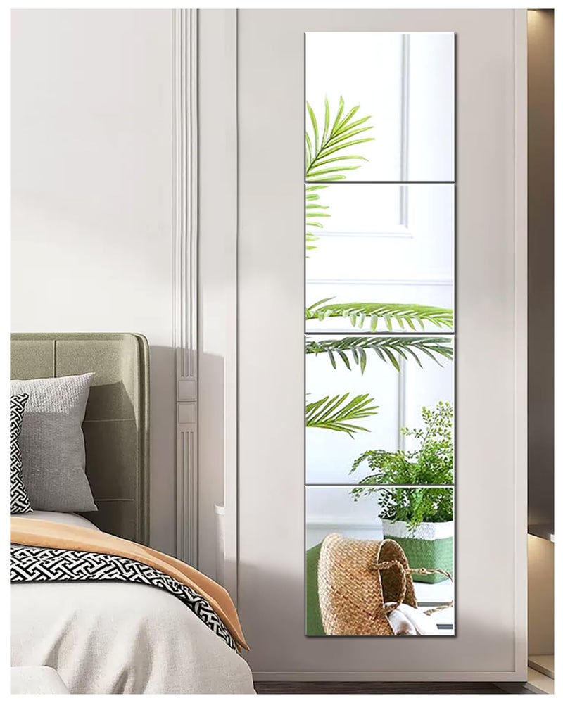 Sqinor Long Wall Mirror Full Length Mirrors Self Adhesive Mirror Tiles Glass 30x30 Stick On Mirrors for Bedroom Living Room Wardrobe Doors Walls