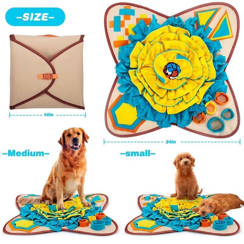 AWOOF Pet Snuffle Mat for Dogs, Interactive Feed Game for Boredom, Encourages Natural Foraging Skills for Cats Dogs Bowl Travel Use, Dog Treat Dispenser Indoor Outdoor Stress Relief (Khaki) - Image 3
