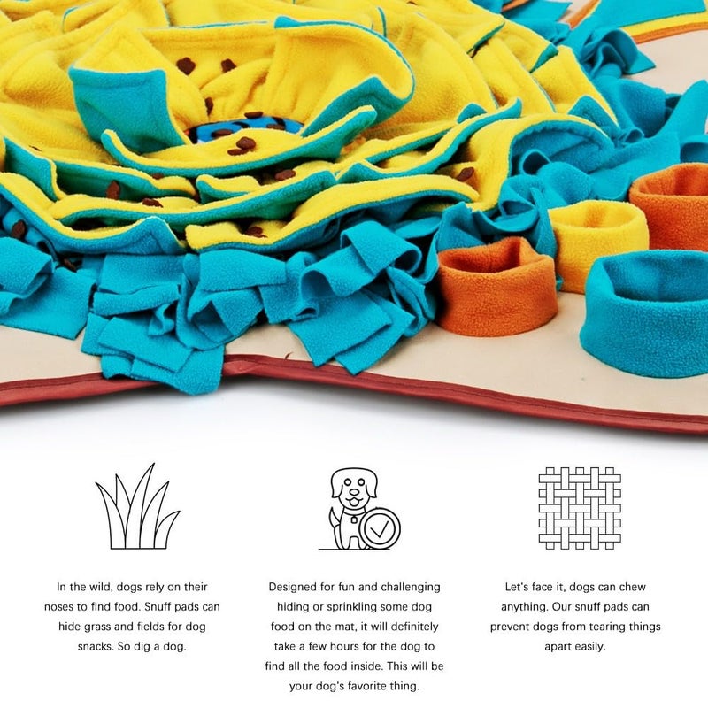 AWOOF Pet Snuffle Mat for Dogs, Interactive Feed Game for Boredom, Encourages Natural Foraging Skills for Cats Dogs Bowl Travel Use, Dog Treat Dispenser Indoor Outdoor Stress Relief (Khaki) - Image 2