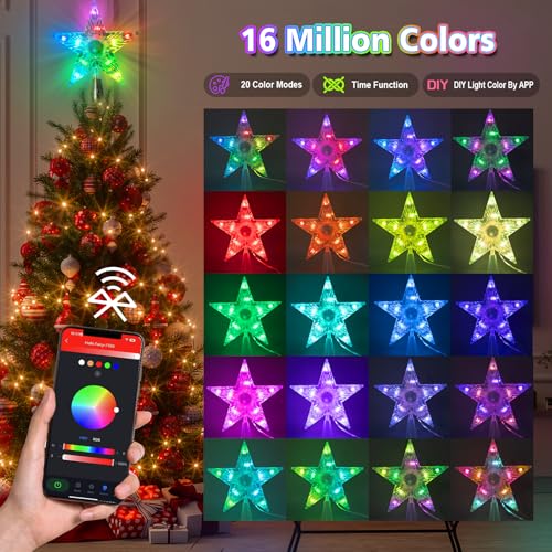 Aokna Christmas Tree Topper Star Remote APP Controlled Smart Treetop 75 20 Color Modes Christmas Star LED Lighted USB Powered for Xmas Holiday Party Decorations Gift Indoor and Outdoor - Image 3