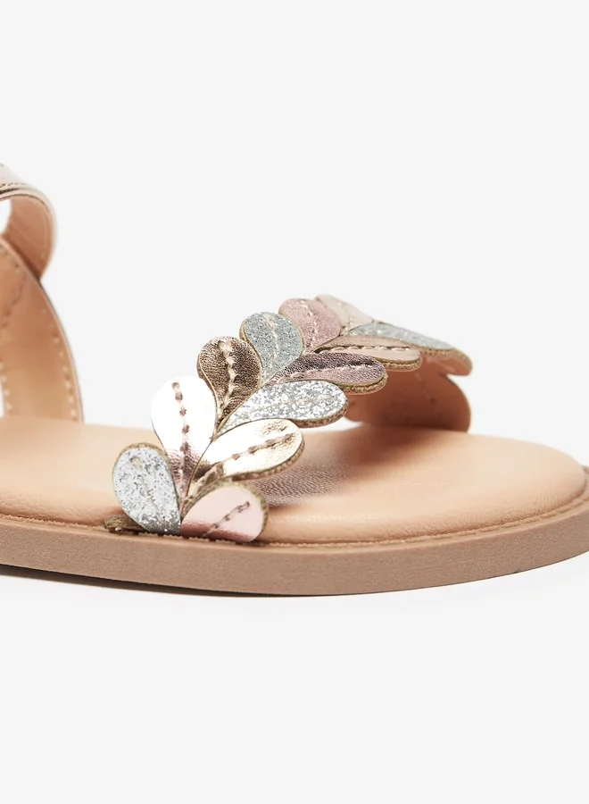 JUNIORS Girls Strappy Flat Sandals with Hook and Loop Closure