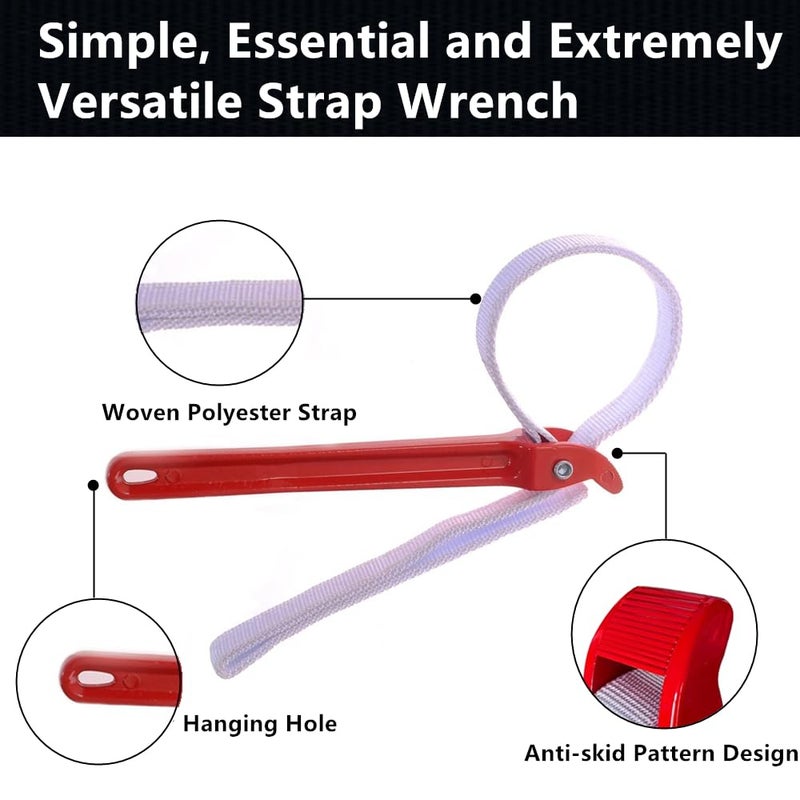 Maxsirui Strap Wrench 12" Handle Adjustable Nylon Strap Pipe Wrench Oil Filter Strap Opener Wrench Disassembly Tool Handle - Image 5
