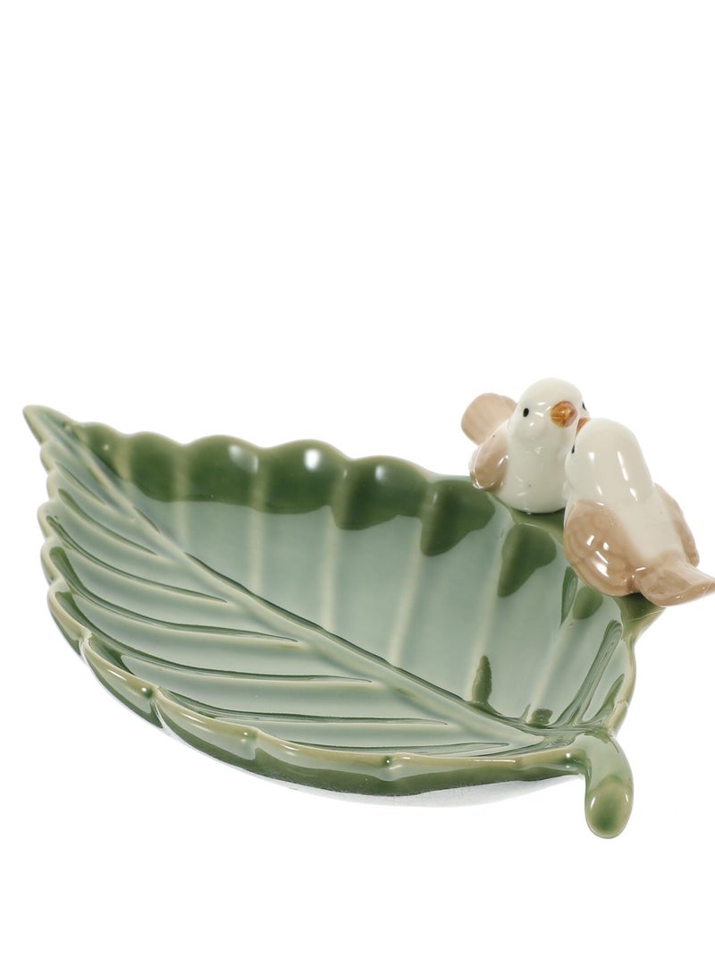 SOLARAE Decorative Tray Leaf Trinket Dish Ceramic Ring Dish Holder Bird Jewelry Dish Vintage Trinket Tray Key Coin Holder Candy Bowl Boho Aesthetic Room Decor for Bracelets Earrings Rings - Image 1