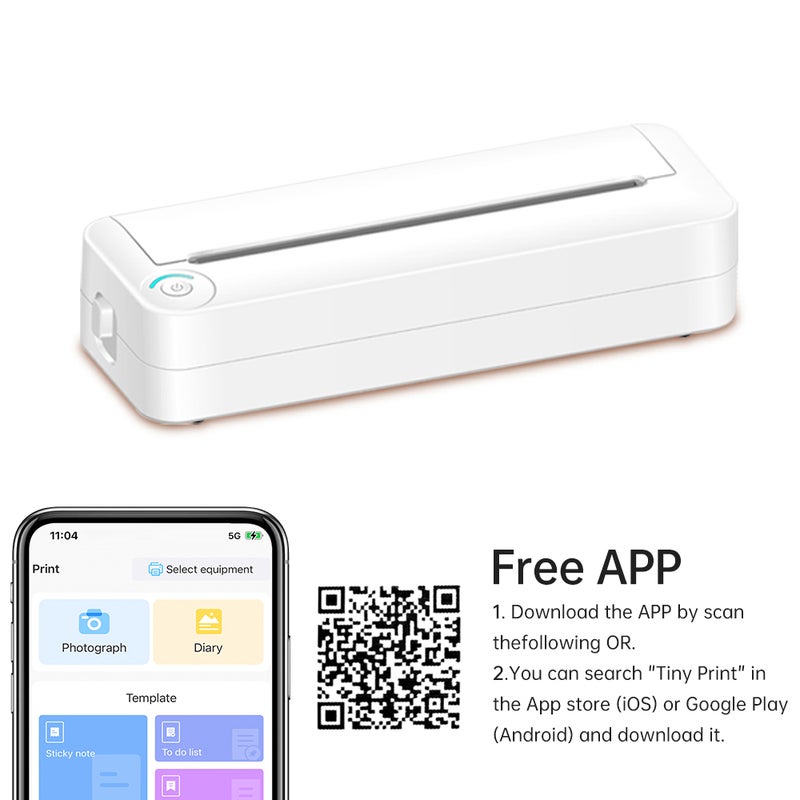 A4 Portable Paper Printer Thermal Printing Wireless BT Connect Compatible with iOS and Android Mobile Photo Printer Support 210mm Wide for Outdoor Travel Home Office Printing Sketches Reports - Image 3