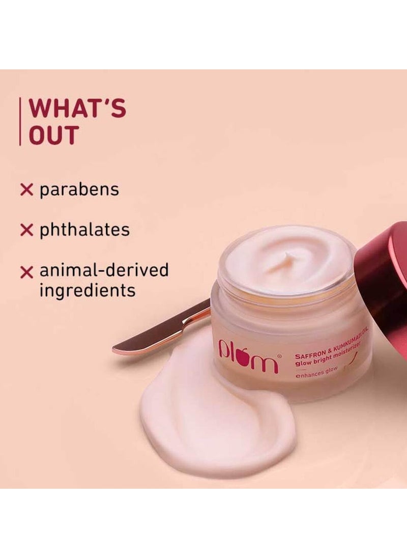 Plum - Plum Saffron & Kumkumadi Oil Glow Bright Moisturizer with SPF 35 Brightens Skin & Enhances Glow Fights Dark Spots & Dull Skin UVA & UVB Protection For All Skin Types 100% Vegan 50 g - Image 1