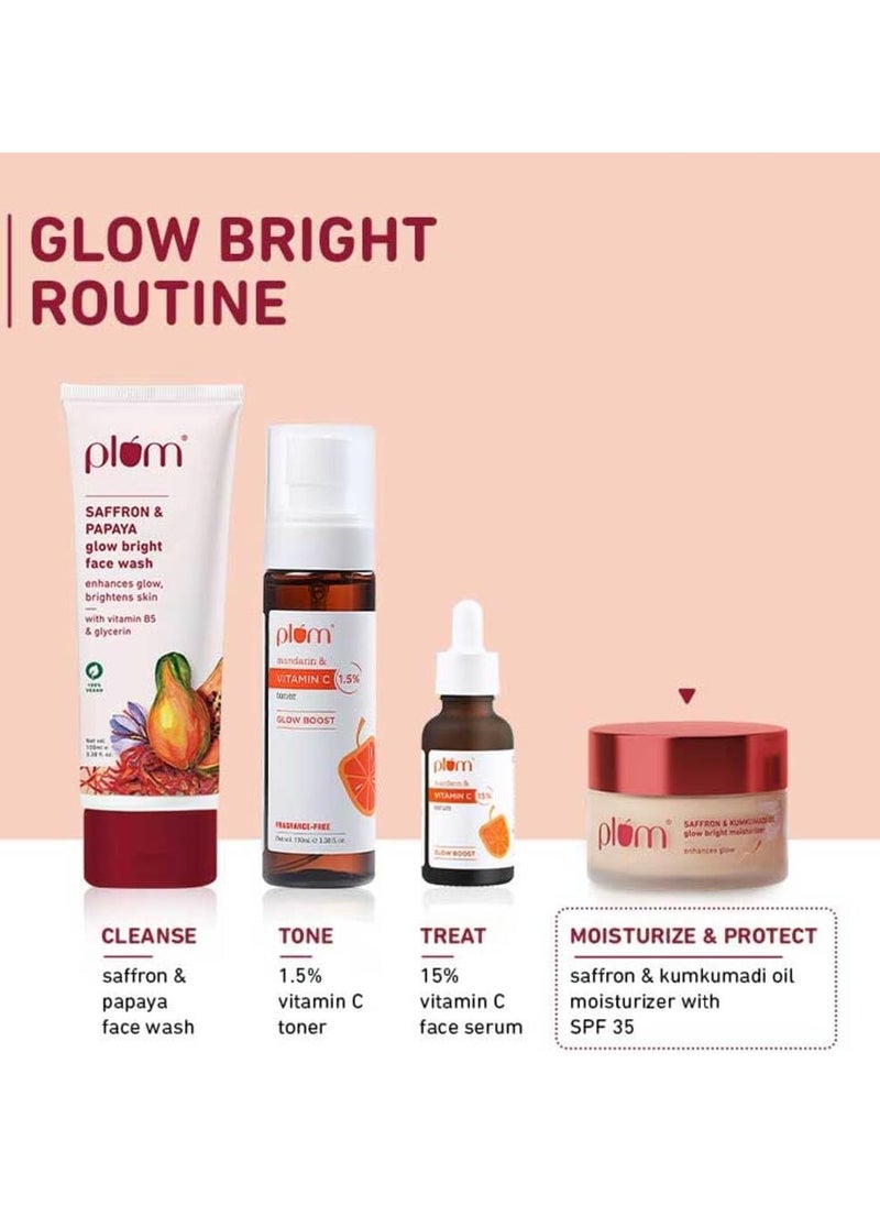 Plum - Plum Saffron & Kumkumadi Oil Glow Bright Moisturizer with SPF 35 Brightens Skin & Enhances Glow Fights Dark Spots & Dull Skin UVA & UVB Protection For All Skin Types 100% Vegan 50 g - Image 1