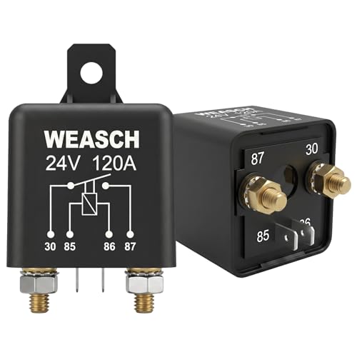 Weasch 2 Pack 24V 120A Continuous Duty Relay 4Pin SPST Automotive Relay High Power Split Charge Relay for RV Truck Marine Golf Cart Boat - Image 1