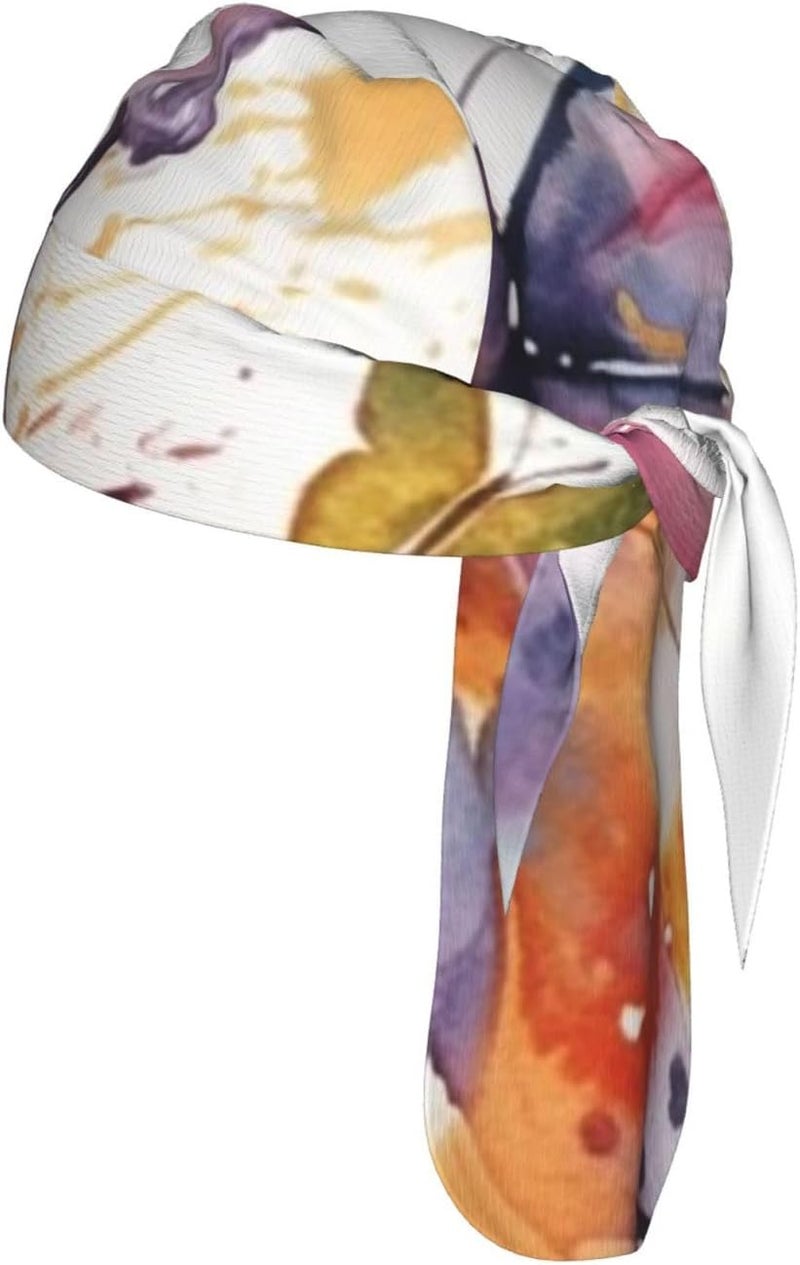 Watercolor Butterfly Doo Rags for Men Women Helmet Liner Cooling Head Wraps Sweat Wicking Beanie Breathable Skull Caps Motorcycle Bandana Black - Image 1