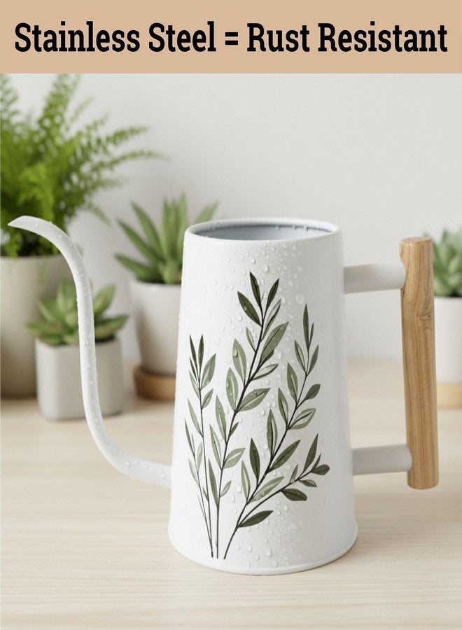 HB Design Co. 35 oz Metal Small Indoor Watering Can with Long Spout & Real Wood Handle for House Plants, Succulents, Cacti & Seedlings - White Long Spout Watering Can Indoor Plants - Stylish, Gentle Flow, No Spills - Image 5