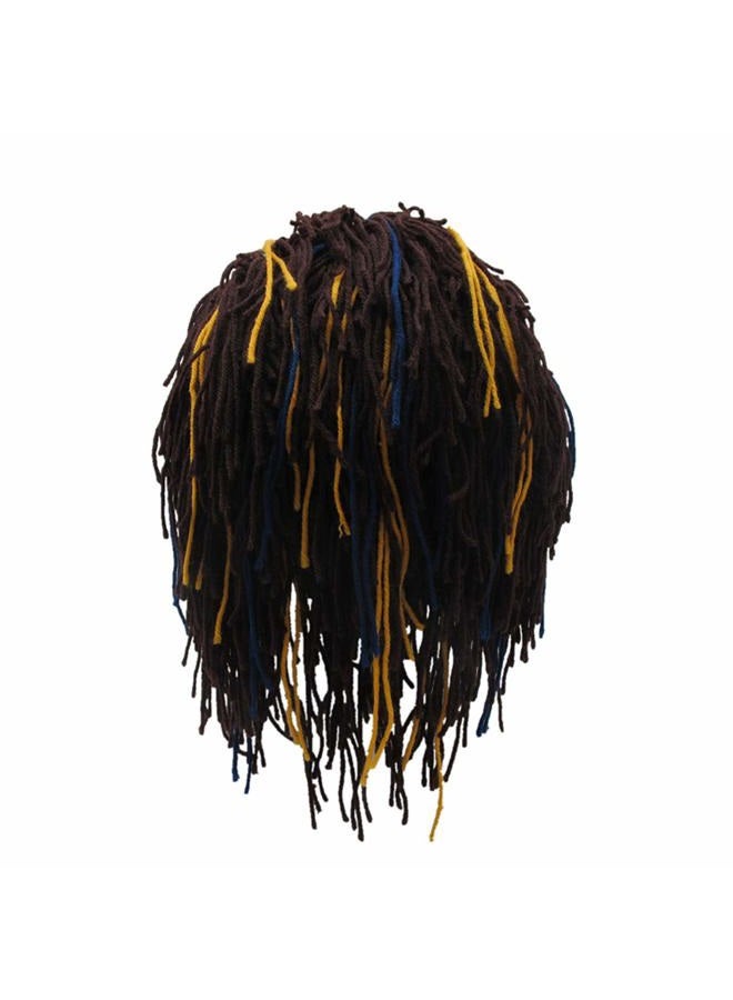 FALETO Knit Beanie Beard Hat Rasta Hat with Dreadlocks Handmade Wig Fancy Halloween Caps, Black, M - Image 3
