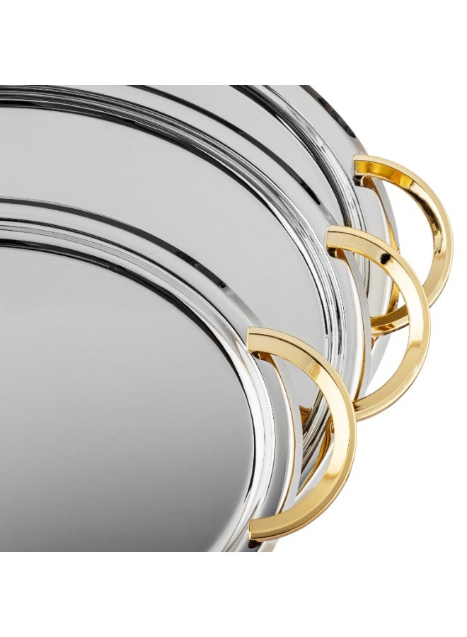 دانيا طقم صواني ضيافة فاخرة 🤍 تصميم معدني أنيق بثلاثة أحجام لجميع مناسباتك - Image 5