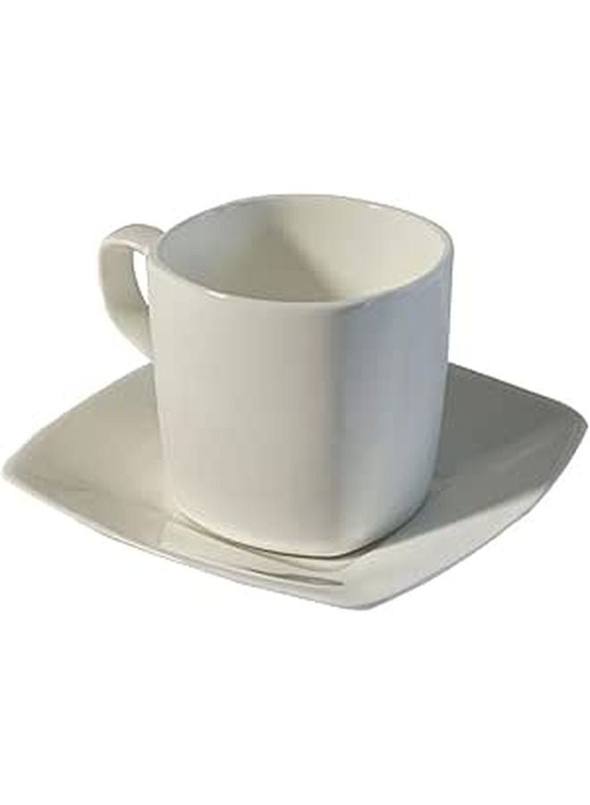 Vintage Style Bone China Square Mug with Saucer Ceramic Coffee Cup Set for Tea and Latte - Image 1