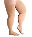 Runee Wide Thigh High Closed Toe Compression Stockings 2030mmHg Compression Designed For People With Wide Thigh And Calves Beige - Image 1