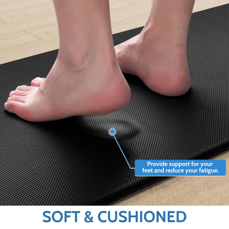StepLively Kitchen Mat, 2 PCS Kitchen Rugs, Cushioned Kitchen Mats for Floor, Anti Fatigue Kitchen Rug Set, Non-Slip Standing Mat for Kitchen, Office, Sink, 17.3"x30"+17.3"x47", Black - Image 5