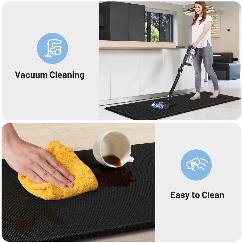 StepLively Kitchen Mat, 2 PCS Kitchen Rugs, Cushioned Kitchen Mats for Floor, Anti Fatigue Kitchen Rug Set, Non-Slip Standing Mat for Kitchen, Office, Sink, 17.3"x30"+17.3"x47", Black - Image 4