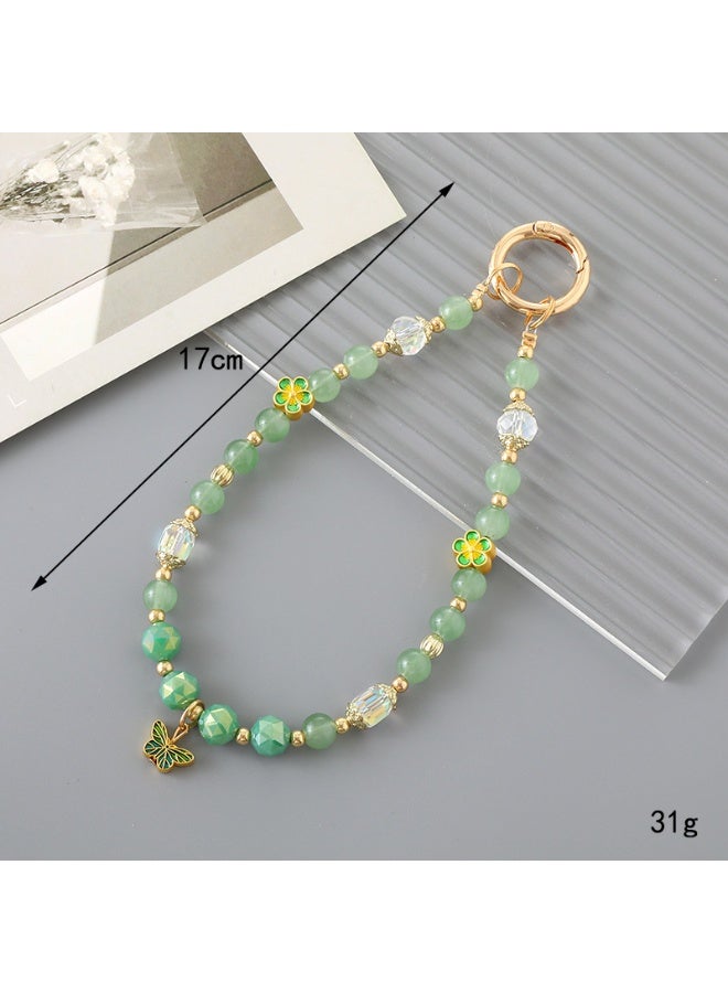 NIBEMINENT Beaded Phone Lanyard, Anti Lost Removable Wrist Strap,Anisotropic Powder Pearl Bracelet Pendant, Phone Keychain Lanyard,K3320