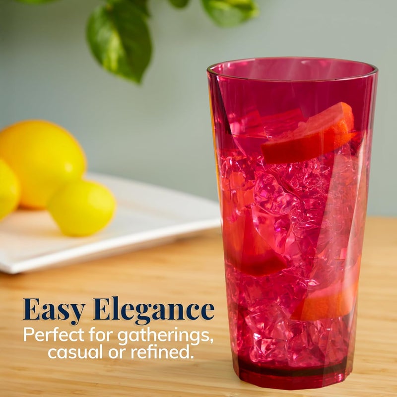 US Acrylic Optix Plastic Reusable Drinking Glasses (Set of 8) 20oz Water Cups in Jewel Tone Colors | BPA-Free Tumblers, Made in USA | Top-Rack Dishwasher Safe - Image 5
