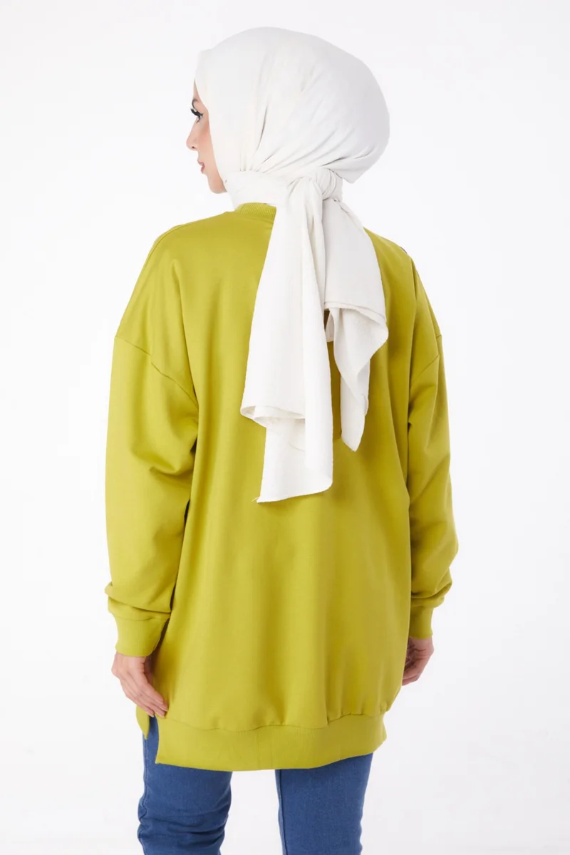 Tofisa Plain Crew Neck Women's Green Garnish Sweat - 26224
