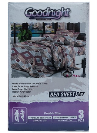 3 Piece Luxury Bed Sheet Set with 1 Flat Sheet and 2 Pillowcases Crafted from Ultra Soft and Breathable Cotton and Polyester blend, Size 210 x 240 Cm, Assorted Color - pzsku/Z6B2C18C34086897EADB1Z/45/_/1718793888/c03d51ba-4d6b-44df-aae1-2731ccfbbcab