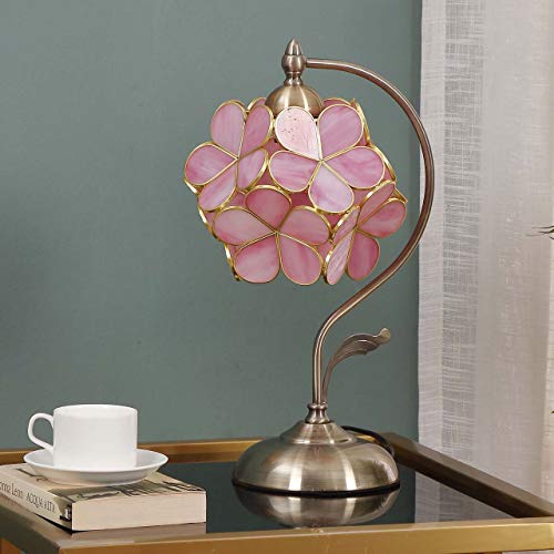 Bieye S10732 Tiffany Style Stained Glass Flower Petal Lampshade (Pink, 8" Cherry Blossom) - Image 5