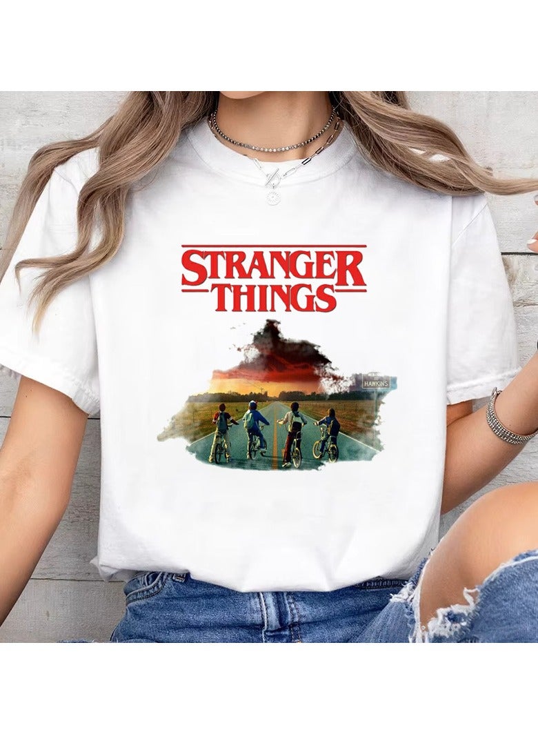 Stranger Things Graphic Print Short Sleeve T-Shirt Soft Breathable Loose Fit Casual Top for Fans Daily Streetwear - Image 2