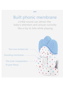 ORiTi 2 Pack Baby Teething Mittens Self Soothing Pain Relief Mitt, Stimulating Teether Toy, Prevent Scratches Protection Glove Unisex for 0-6 Months Baby (Blue)  - Image 2