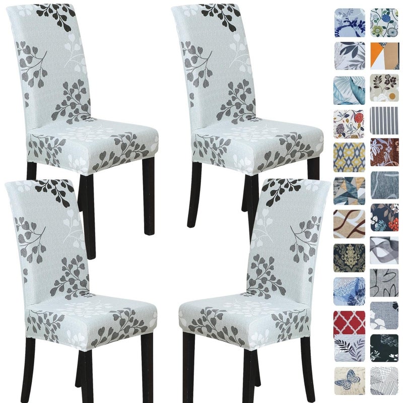 SPRINGRICO Chair Covers for Dining Room Set of 4 Stretch Dining Chair Cover Washable Spandex Kitchen Parsons Chair Slipcovers Removable Seat Protector for Home or Party 4 Pack Byron Palm