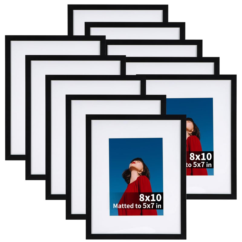 طقم إطارات صور لافزي 8x10 باللون الأسود مجموعة من 10 إطارات كولاج للصور 5x7 مع إطار أو 8x10 بدون إطار للتزيين على الطاولة والتعليق على الحائط