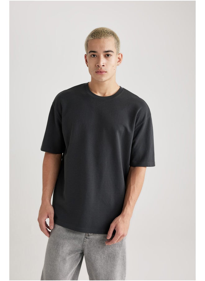DeFacto - Man Oversize Fit Crew Neck Short Sleeve Knitted T-Shirt - Image 1