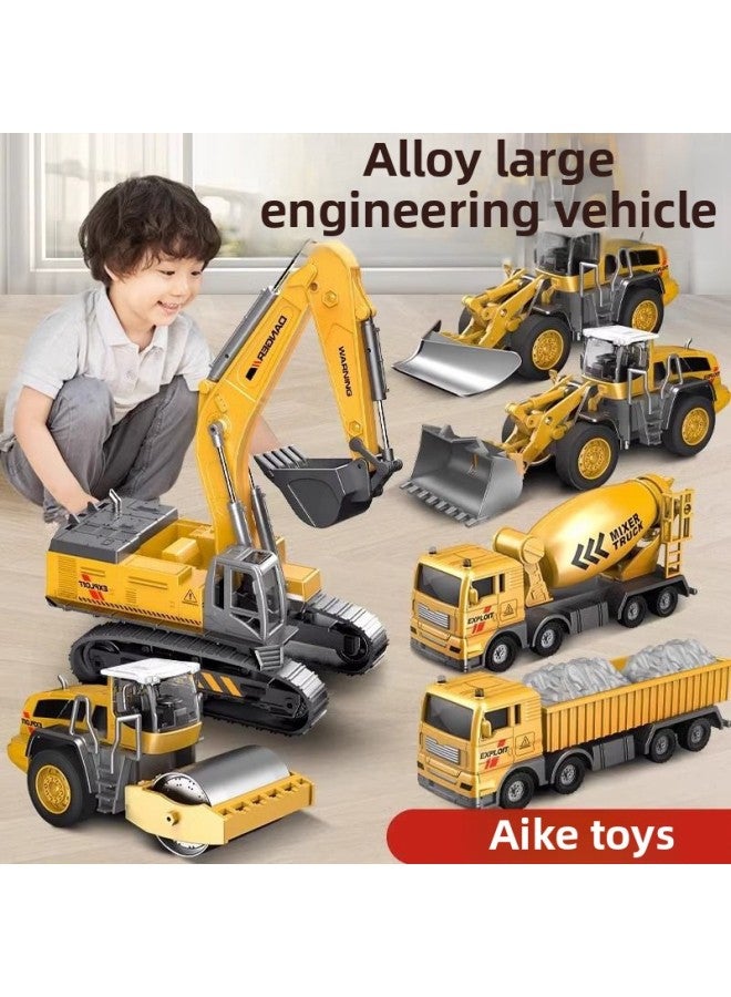 Remote Control Simulation Engineering Car Alloy Car Model Children's Toy Car Excavator Suit Hot Toy Wholesale-Color:Alloy-twelve-way Gray Excavator [color Box]-Scale:[top Configuration] 3 Sets Of Charging Sets