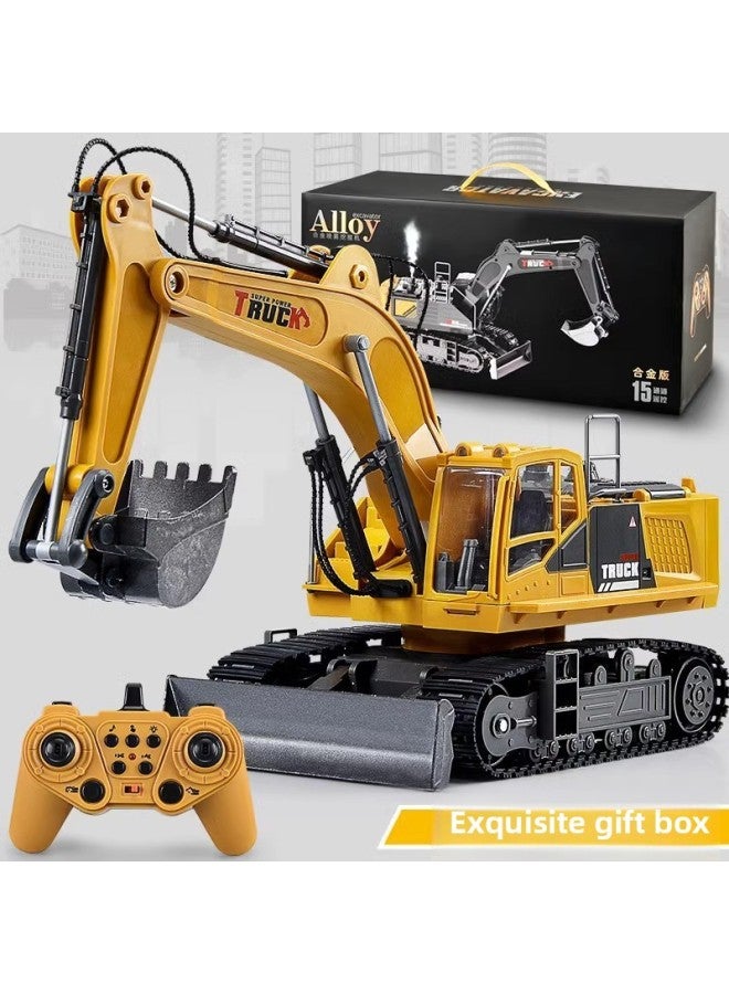Remote Control Simulation Engineering Car Alloy Car Model Children's Toy Car Excavator Suit Hot Toy Wholesale-Color:Alloy-twelve-way Gray Excavator [color Box]-Scale:[top Configuration] 3 Sets Of Charging Sets