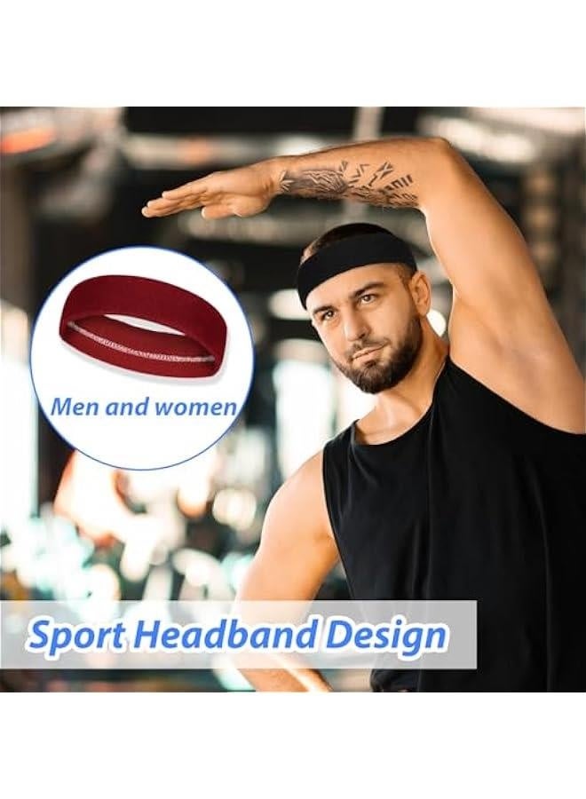 Generic Sports Sweatbands, 4PCS Stretchy Non Slip Athletic Headbands Wicking Towel Terry Cloth Sweat Bands for Workout Running Basketball Tennis Gym Yoga Jogging - Image 3