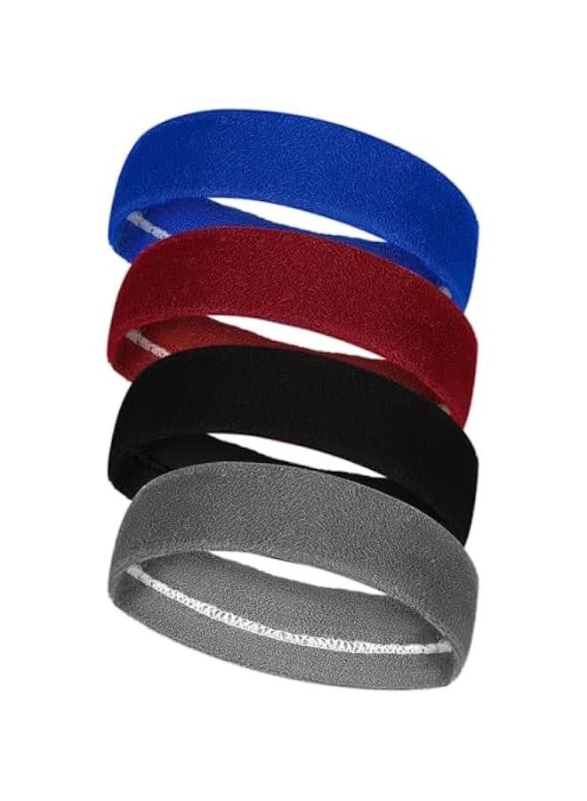 Generic Sports Sweatbands, 4PCS Stretchy Non Slip Athletic Headbands Wicking Towel Terry Cloth Sweat Bands for Workout Running Basketball Tennis Gym Yoga Jogging - Image 1