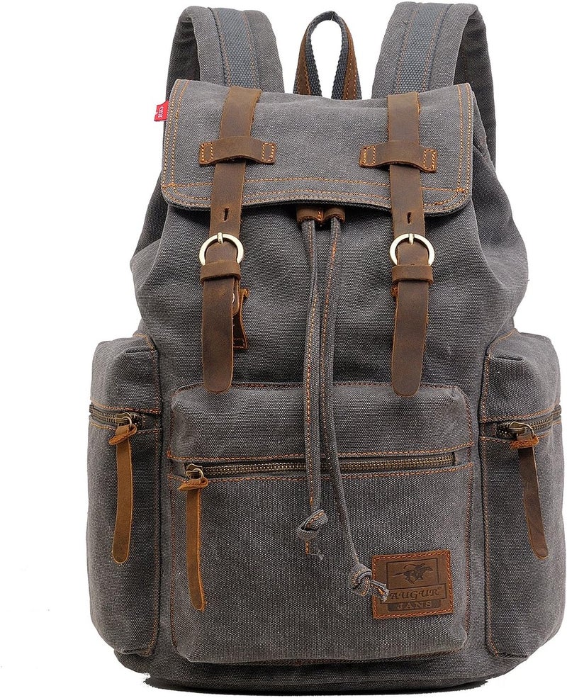 AUGUR High Capacity Canvas Vintage Backpack - for Camping Hiking Travel 12-17" Laptop - Image 1