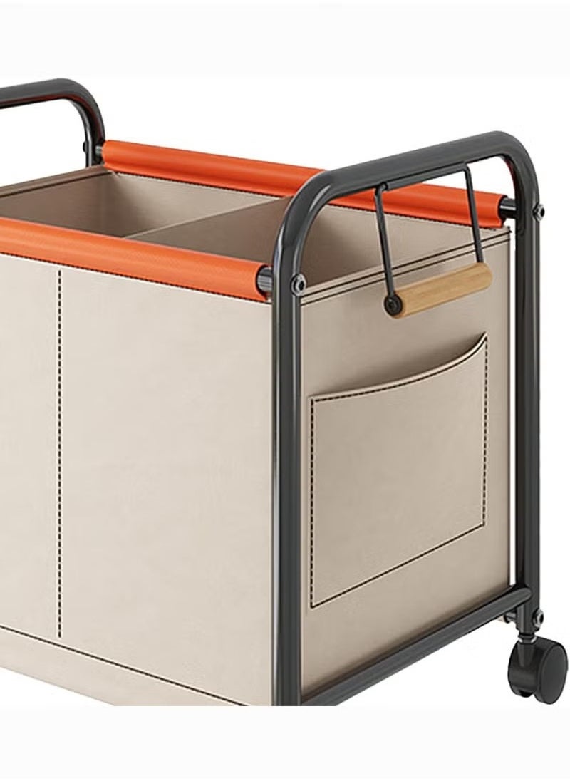 YIJIA HOME GOODS Toy Storage Table Rack, Toy Storage Table Rack, Bedroom Living Room Sundries Storage Basket Rack, Four-Wheeled Large-Capacity Widened Movable Rack, Beige  - Image 2