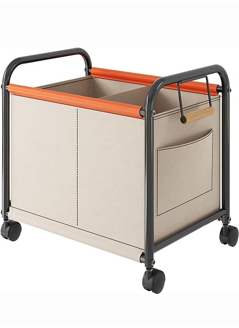 YIJIA HOME GOODS Toy Storage Table Rack, Toy Storage Table Rack, Bedroom Living Room Sundries Storage Basket Rack, Four-Wheeled Large-Capacity Widened Movable Rack, Beige  - Image 1
