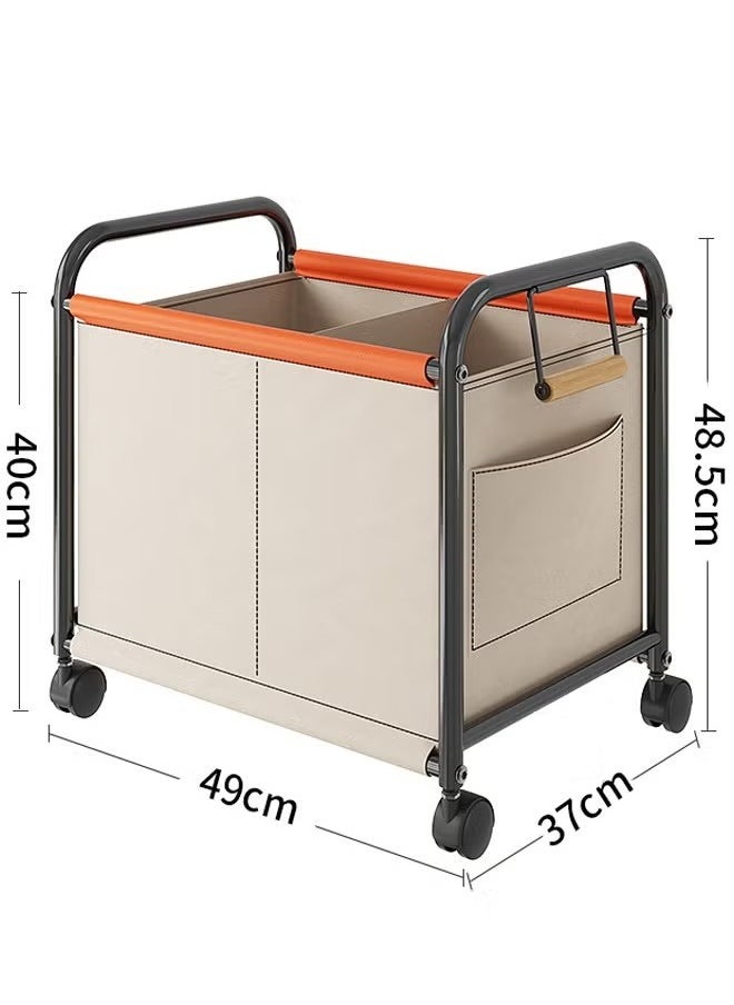 YIJIA HOME GOODS Toy Storage Table Rack, Toy Storage Table Rack, Bedroom Living Room Sundries Storage Basket Rack, Four-Wheeled Large-Capacity Widened Movable Rack, Beige  - Image 4