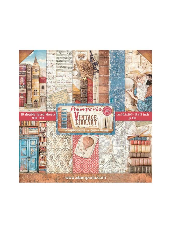 STAMPERIA , Vintage Library 12 x 12 Inch Paper Pack