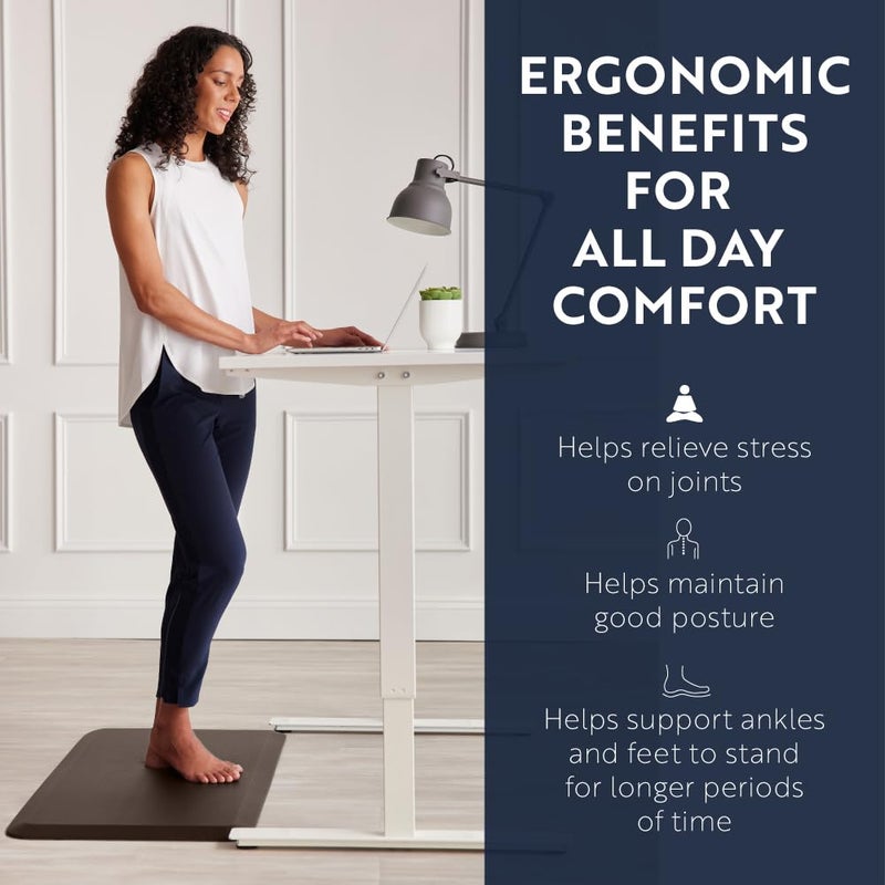 KANGAROO Thick Ergonomic Anti Fatigue Mats for Kitchen Floor, Cushioned Standing Office Desk Mat, Waterproof Scratch Resistant Topside, Supportive All Day Comfort Padded Foam Rugs, 17x24, Brown - Image 3