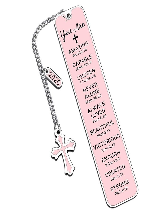 NUBARKO Bible Bookmark Baptism First Communion Gifts for Girl Teens Women Pink Stuff Christian Confirmation Religious Gifts for Girls Women Faith Birthday Easter Gift for Girls Stocking Stuffers for Teen Girl - Image 1